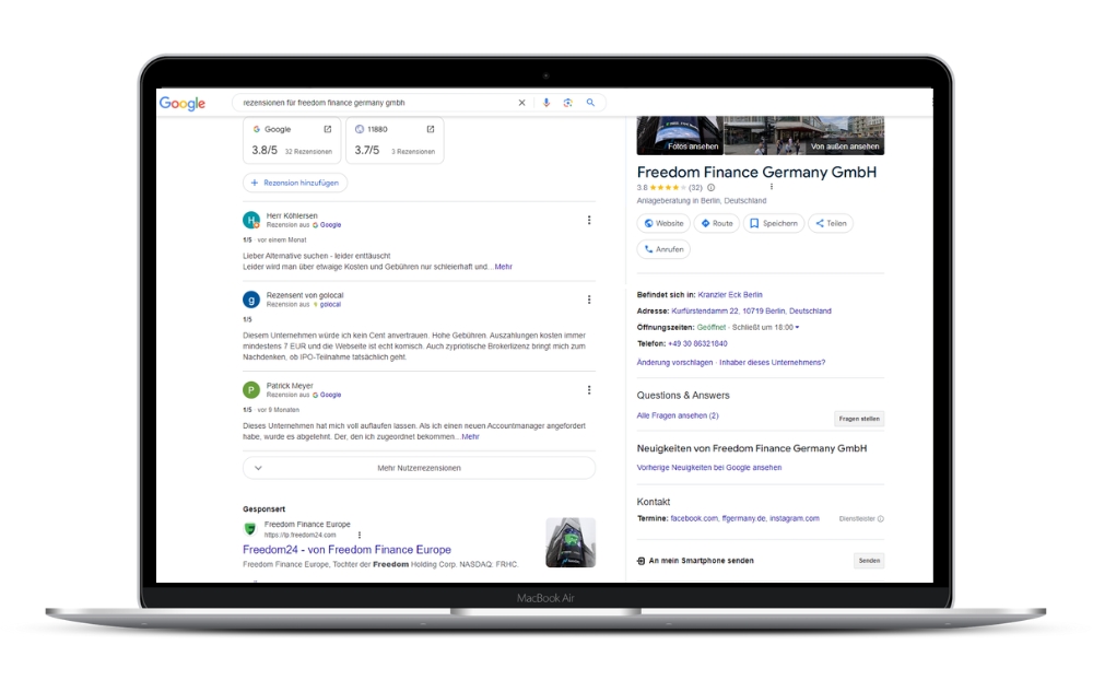 Freedom24 Bewertungen Google Österreich